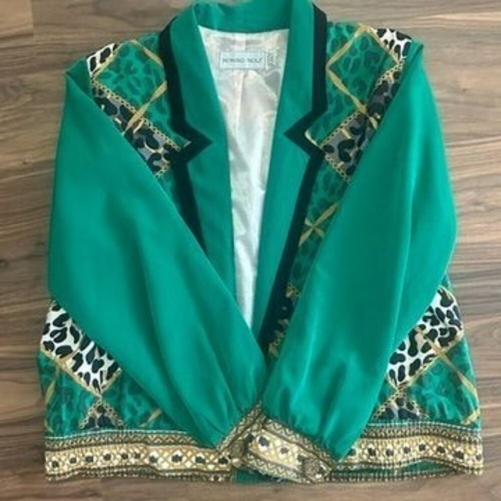 Vintage 80's Artsy Cheetah Print Skirt Animal Print Jacket Pleated 8 Howard Wolf - Picture 10 of 13